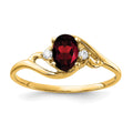 14k Yellow Gold 6x4mm Oval Garnet AA Diamond ring