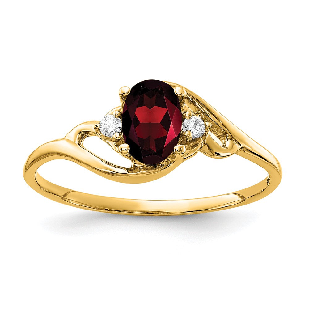 14k Yellow Gold 6x4mm Oval Garnet AA Diamond ring
