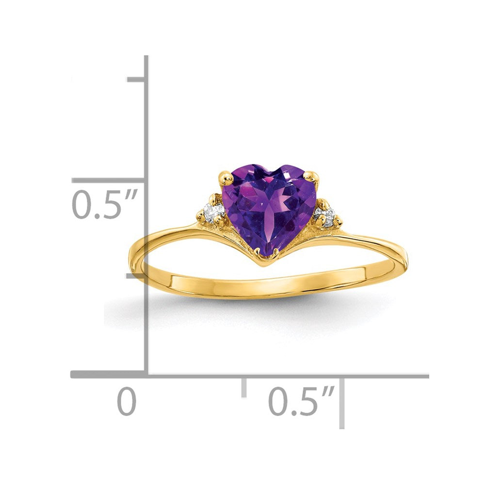 14k 6mm Heart Amethyst VS Diamond ring