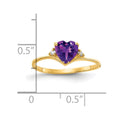 14k 6mm Heart Amethyst AAA Diamond ring