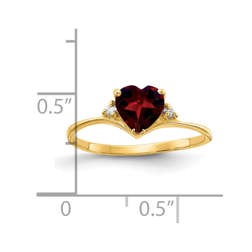 14k 6mm Heart Garnet AAA Diamond ring