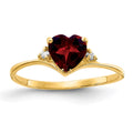 14k 6mm Heart Garnet AA Diamond ring