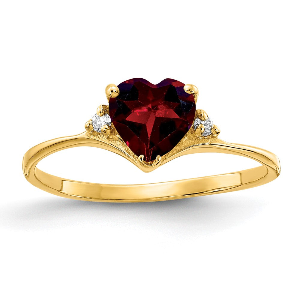 14k 6mm Heart Garnet AAA Diamond ring