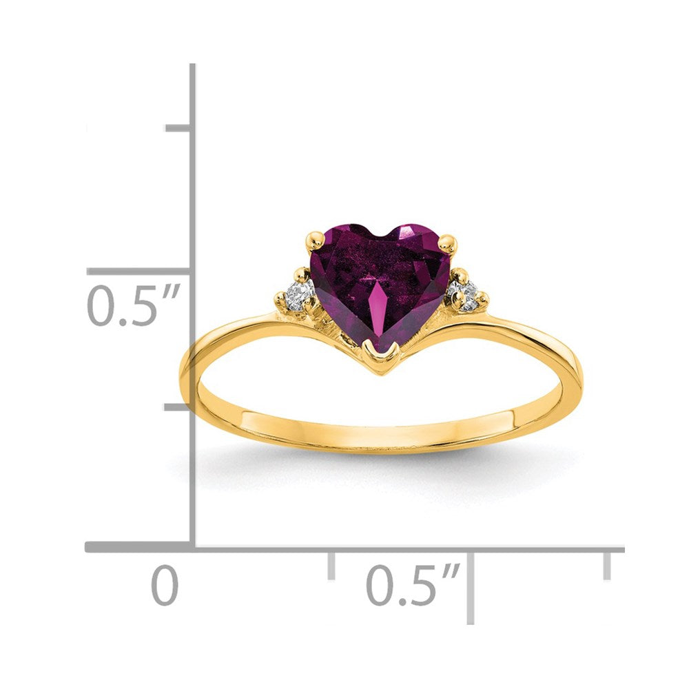 14k 6mm Heart Rhodolite Garnet A Diamond ring