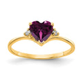 14k 6mm Heart Rhodolite Garnet A Diamond ring