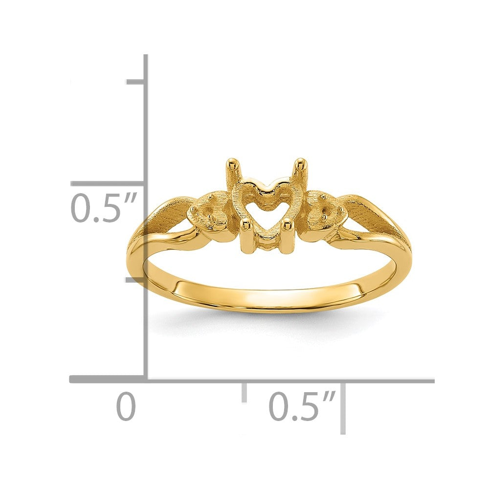 14k Polished .02ct. Diamond & 5mm Heart Gemstone Ring Mounting