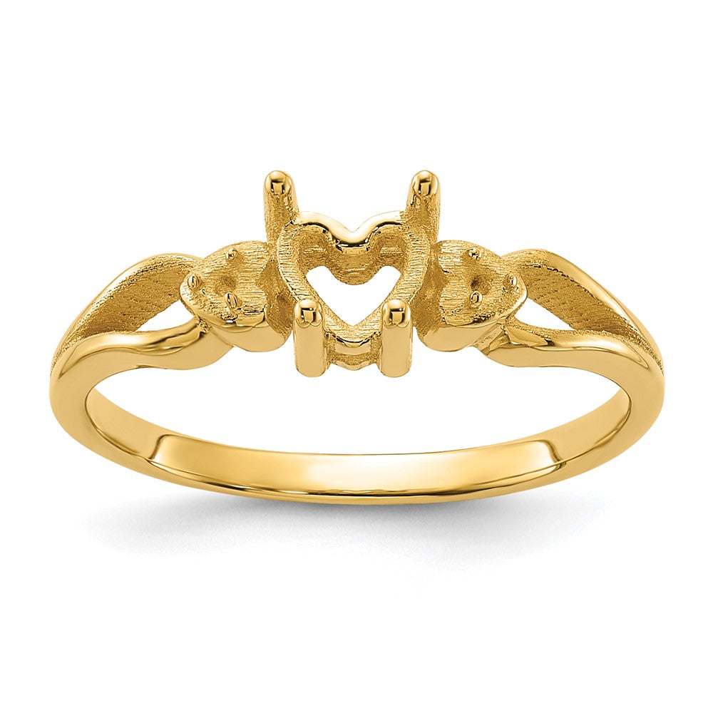 14k Polished .02ct. Diamond & 5mm Heart Gemstone Ring Mounting