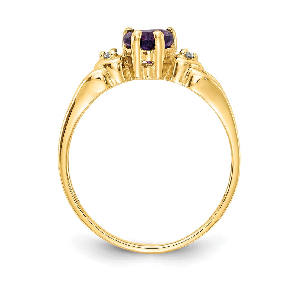14k 5mm Heart Amethyst AA Diamond ring