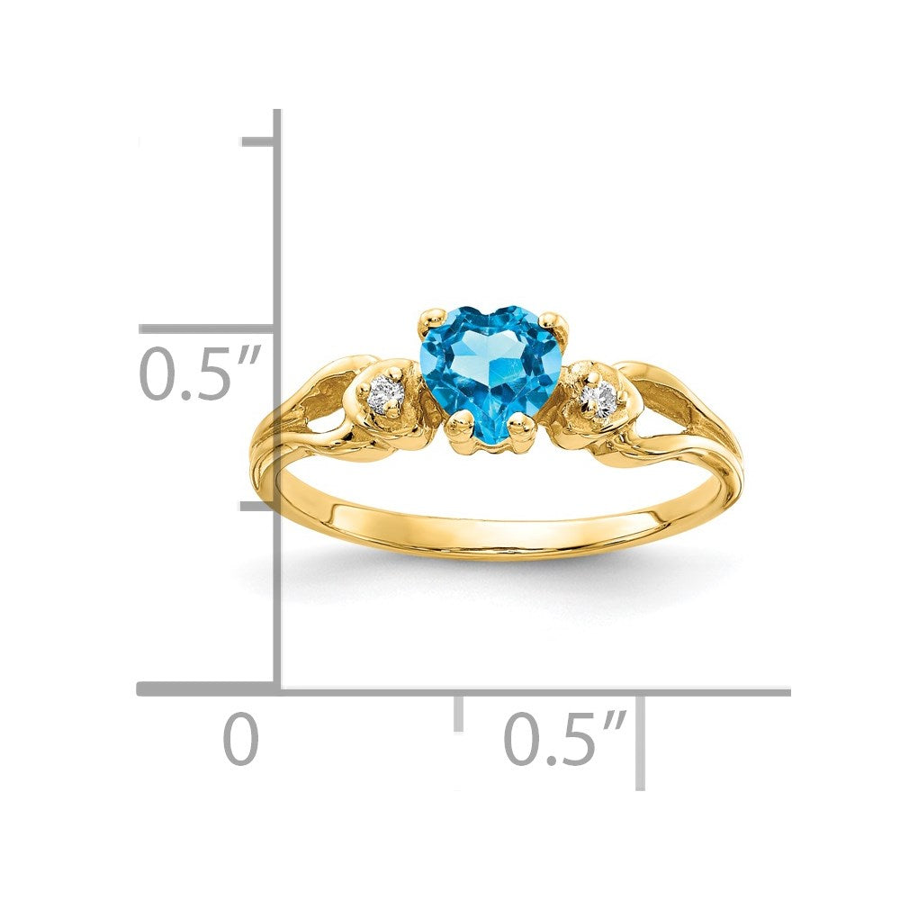 14k 5mm Heart Blue Topaz A Diamond ring