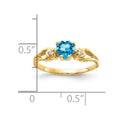 14k 5mm Heart Blue Topaz AA Diamond ring