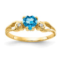 14k 5mm Heart Blue Topaz AAA Diamond ring