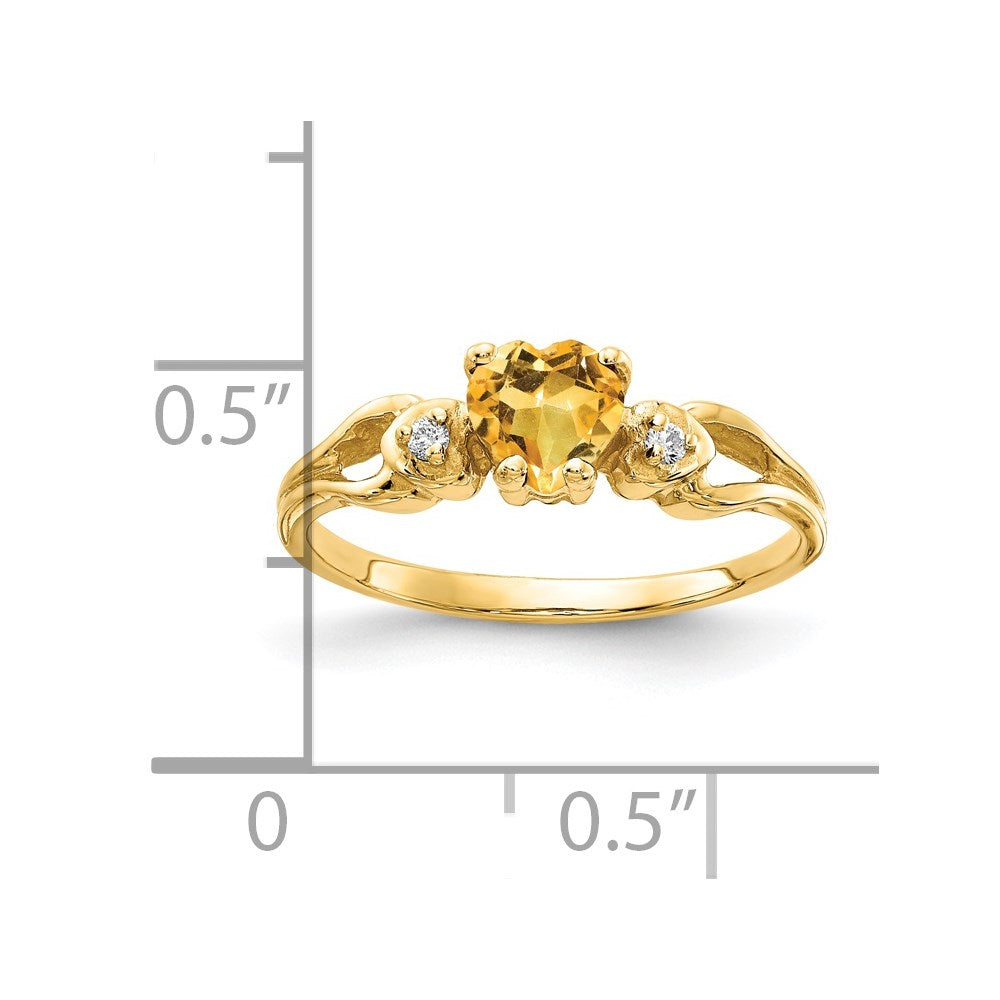 14k 5mm Heart Citrine VS Diamond ring