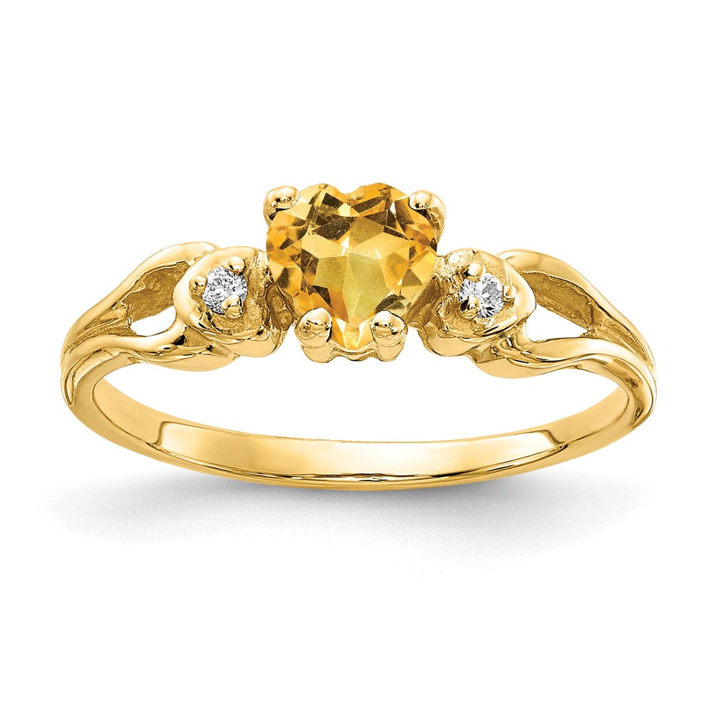 14k 5mm Heart Citrine VS Diamond ring