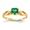 14k 5mm Heart Emerald VS Diamond ring