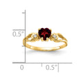 14k 5mm Heart Garnet A Diamond ring