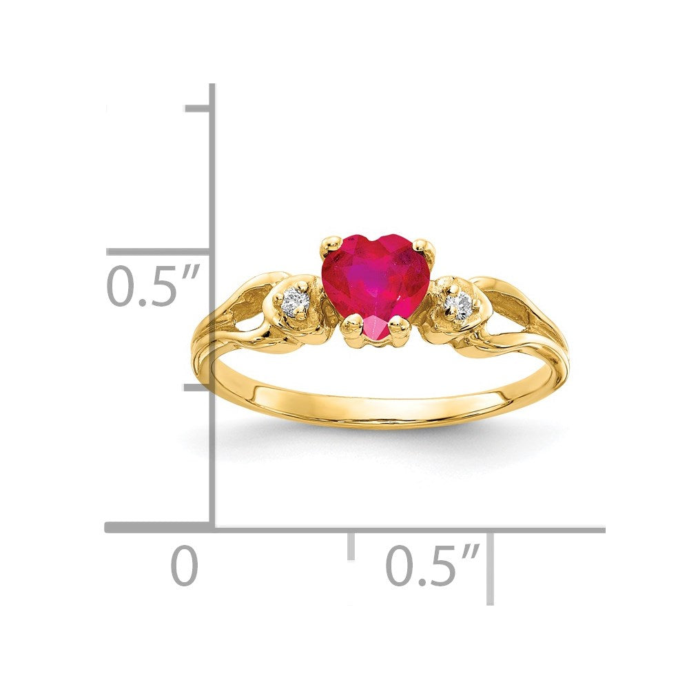14k 5mm Heart Ruby AAA Diamond ring