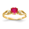 14k 5mm Heart Ruby AAA Diamond ring