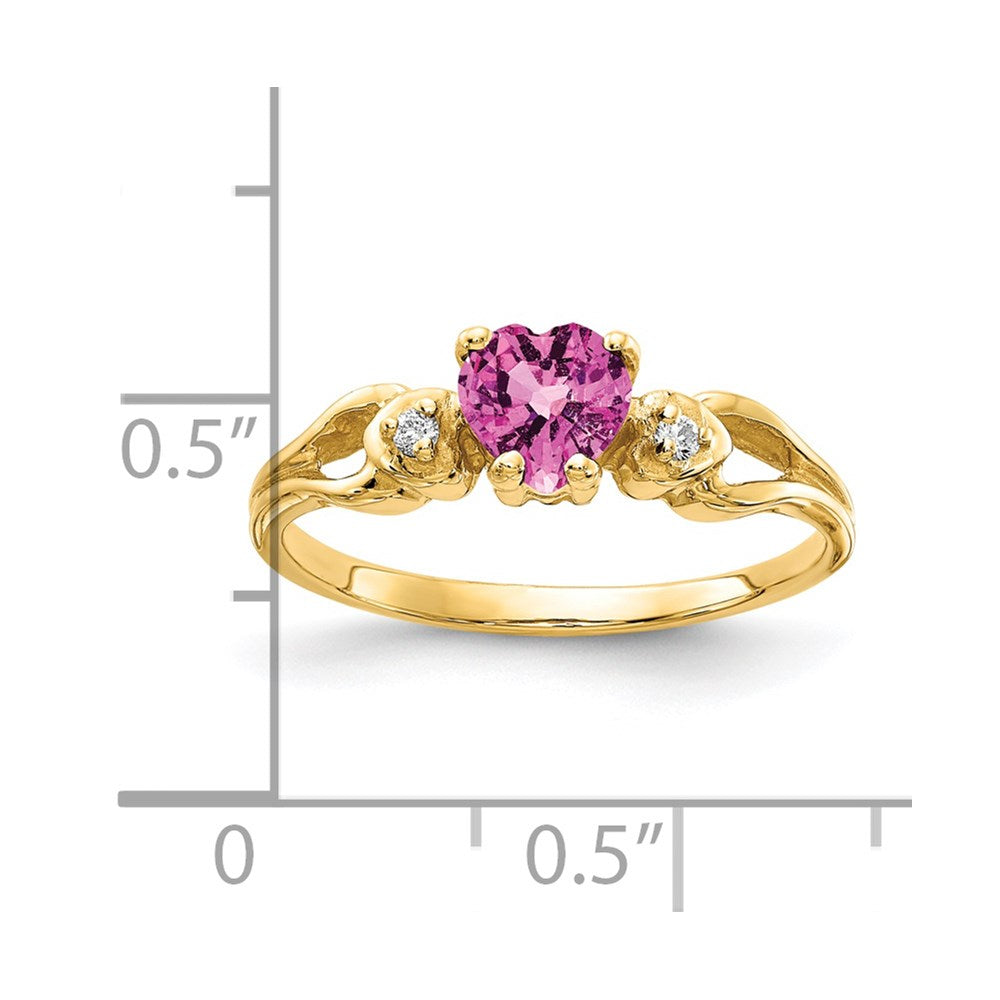 14k 5mm Heart Pink Sapphire A Diamond ring