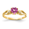 14k 5mm Heart Pink Sapphire AAA Diamond ring