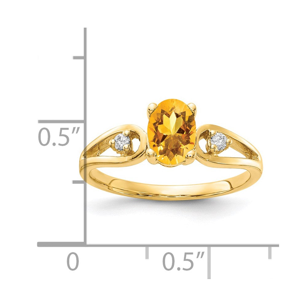 14k 7x5mm Oval Citrine AA Diamond ring