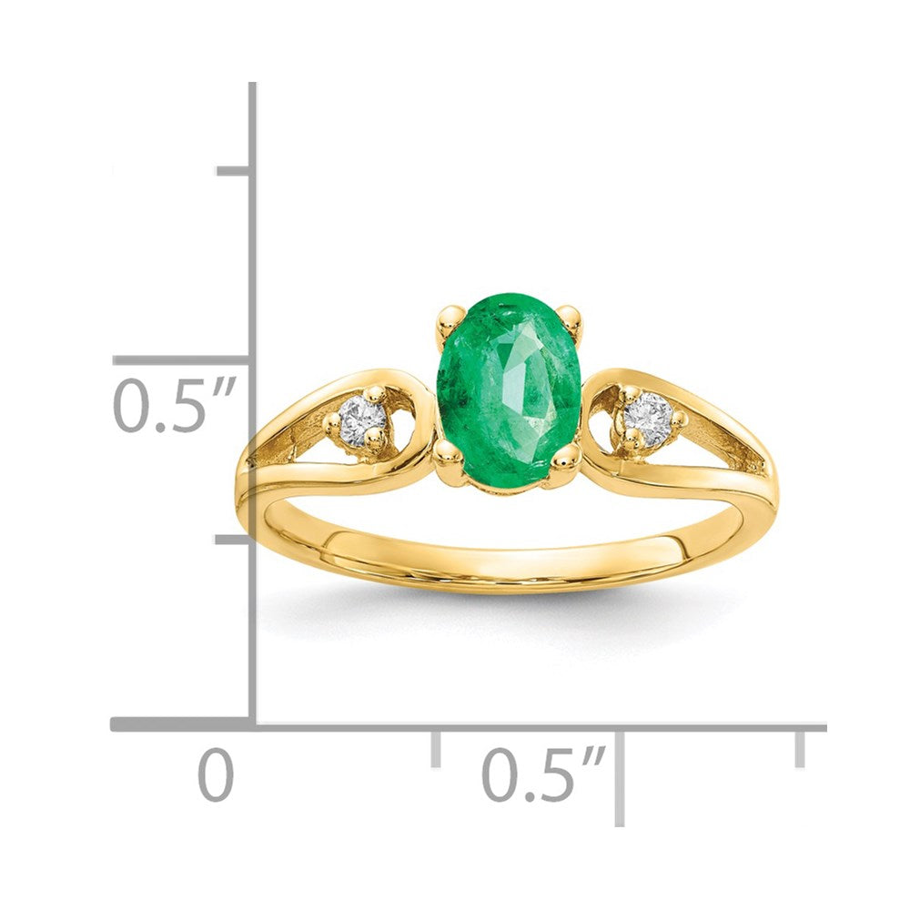 14k 7x5mm Oval Emerald AA Diamond ring
