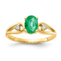 14k 7x5mm Oval Emerald AA Diamond ring