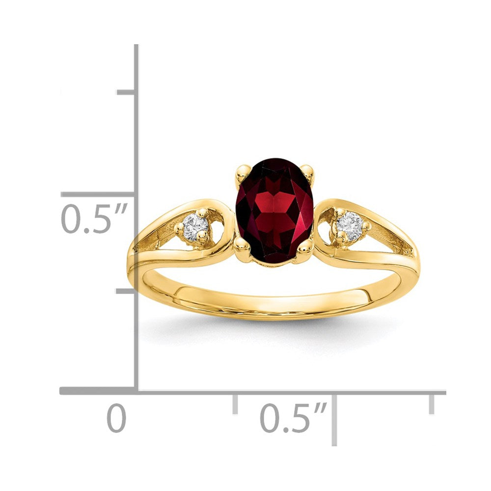 14k 7x5mm Oval Garnet AA Diamond ring