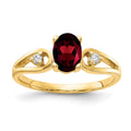 14k 7x5mm Oval Garnet AA Diamond ring