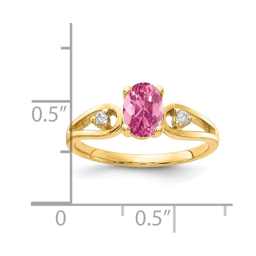 14k 7x5mm Oval Pink Tourmaline VS Diamond ring