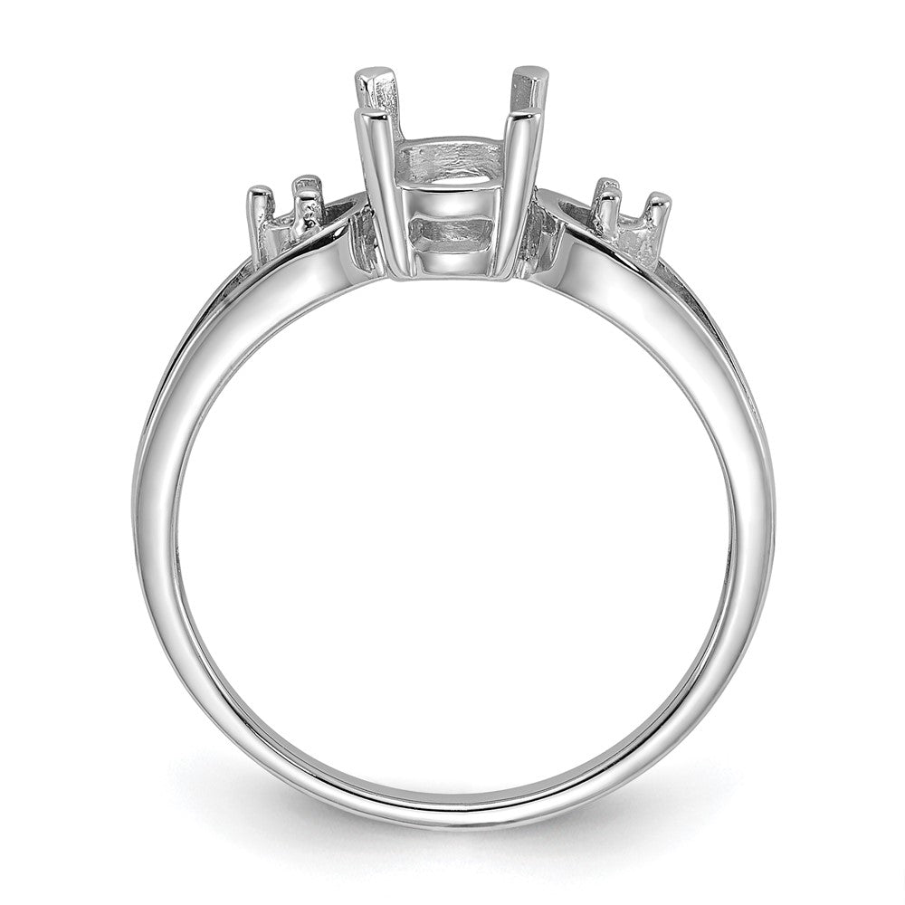 14k White Gold Polished .05ct. Diamond & 7x5 Oval Gemstone Ring Mounting