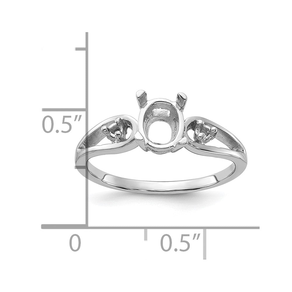 14k White Gold Polished .05ct. Diamond & 7x5 Oval Gemstone Ring Mounting