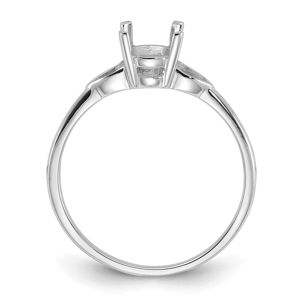 14k White Gold Polished 7x5 Oval Gemstone Ring Mounting