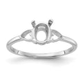14k White Gold Polished 7x5 Oval Gemstone Ring Mounting