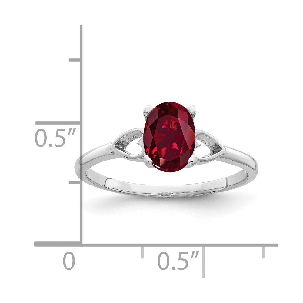 14k White Gold 7x5mm Oval Created Ruby ring