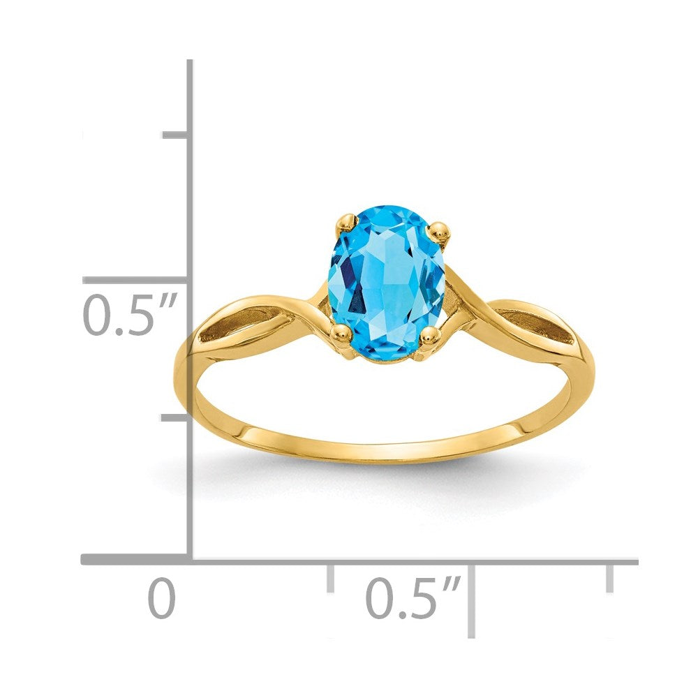 14k 7x5mm Oval Blue Topaz ring