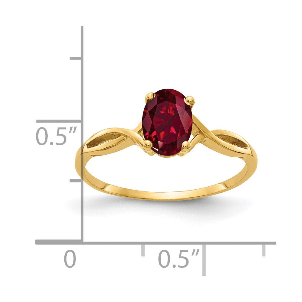 14k 7x5mm Oval Created Ruby ring