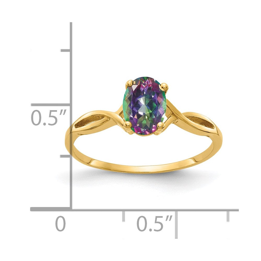 14k 7x5mm Oval Fire Topaz Ring