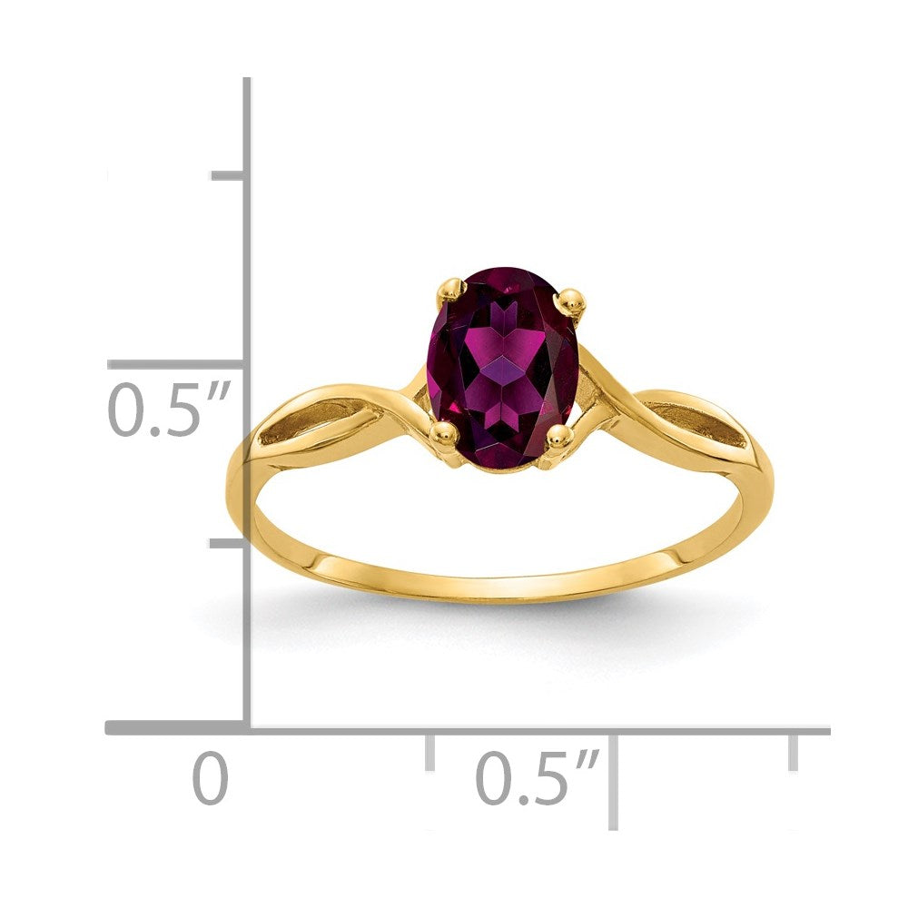 14k 7x5mm Oval Rhodolite Garnet ring