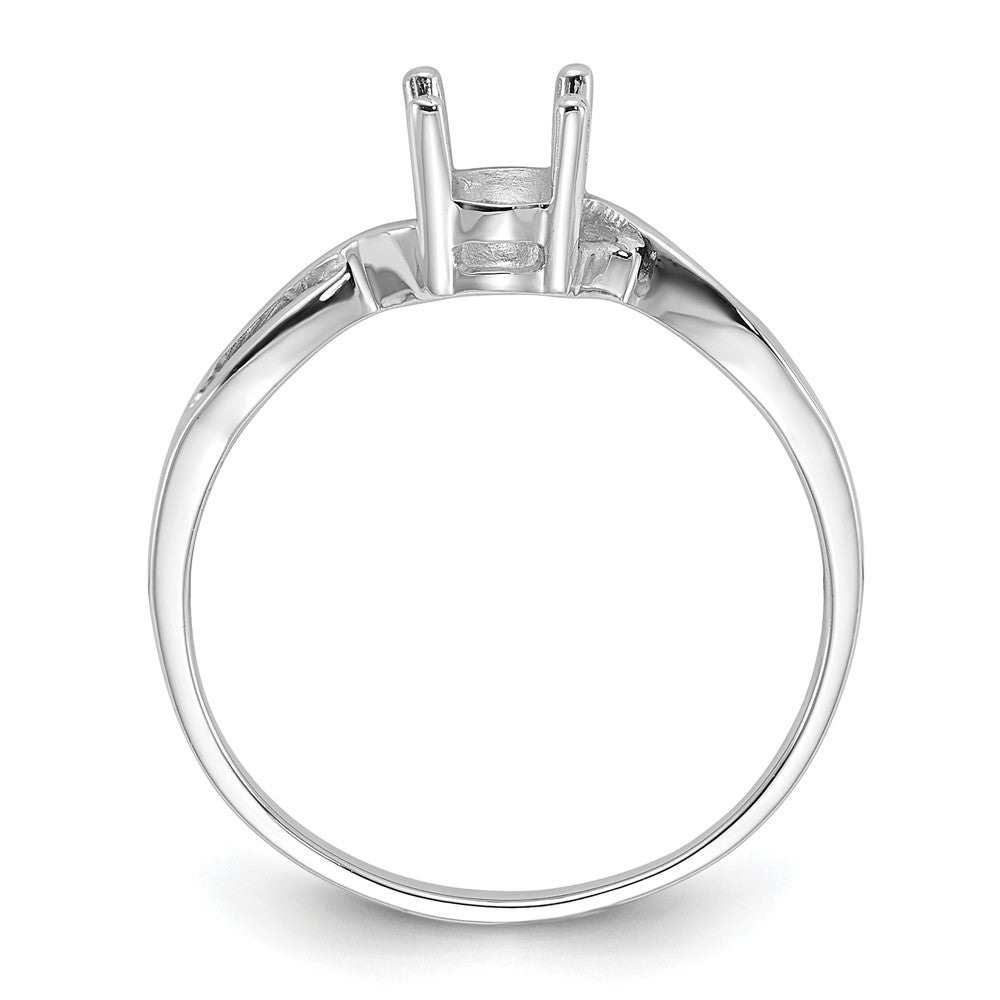 14k White Gold Polished 7x5 Oval Gemstone Ring Mounting