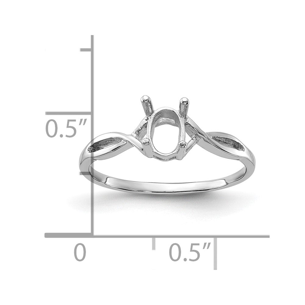 14k White Gold Polished 7x5 Oval Gemstone Ring Mounting