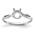 14k White Gold Polished 7x5 Oval Gemstone Ring Mounting