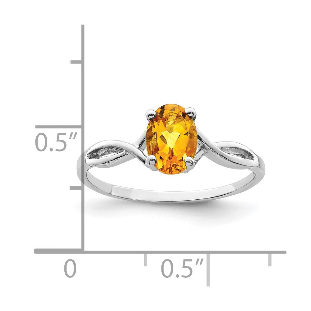 14k White Gold 7x5mm Oval Citrine ring