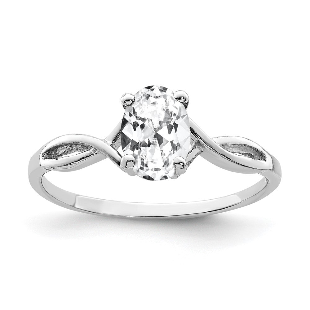14k White Gold 7x5mm Oval Cubic Zirconia Ring