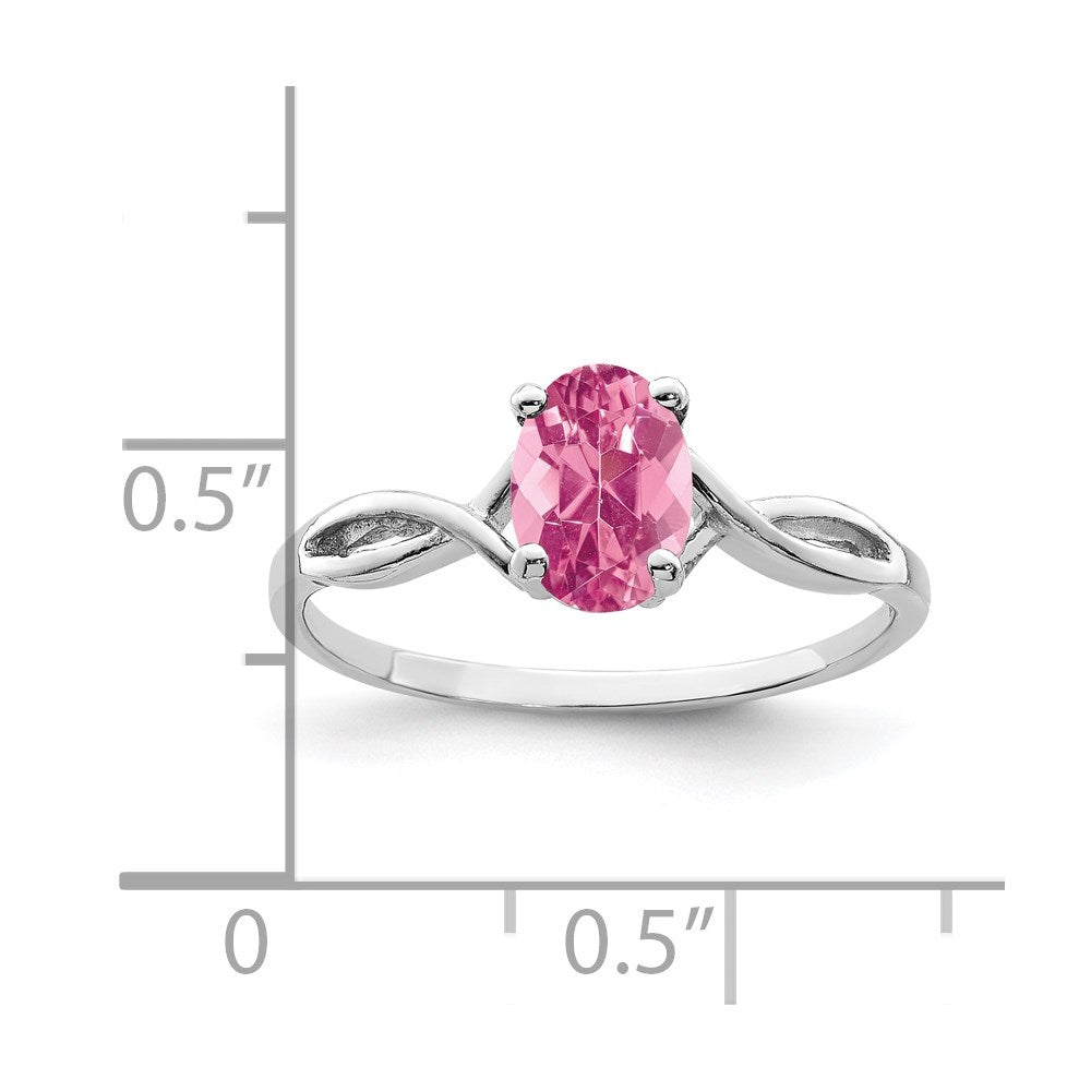 14k White Gold 7x5mm Oval Pink Tourmaline Ring