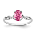 14k White Gold 7x5mm Oval Pink Tourmaline Ring