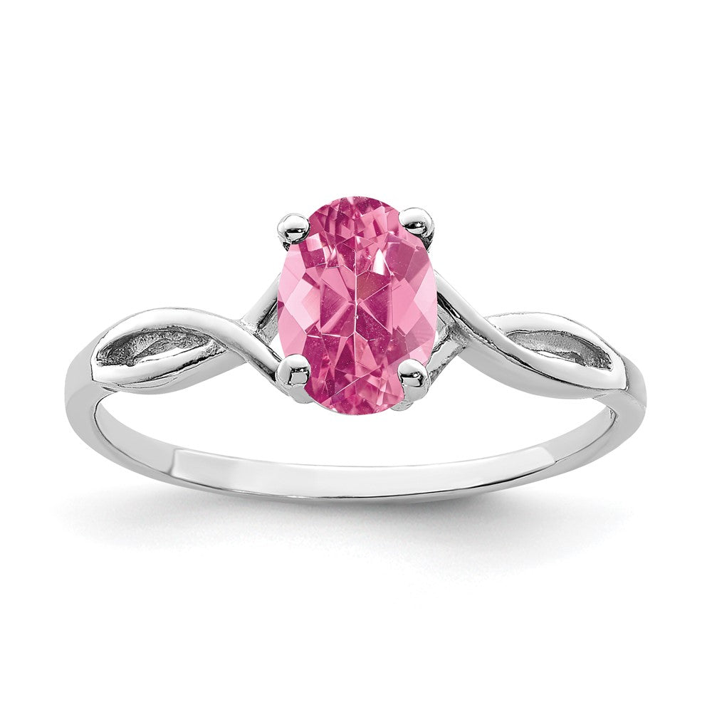 14k White Gold 7x5mm Oval Pink Tourmaline Ring