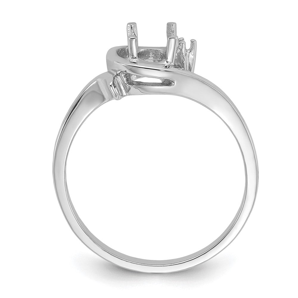 14k White Gold Polished .01ct. Diamond & 7x5 Oval Gemstone Ring Mounting