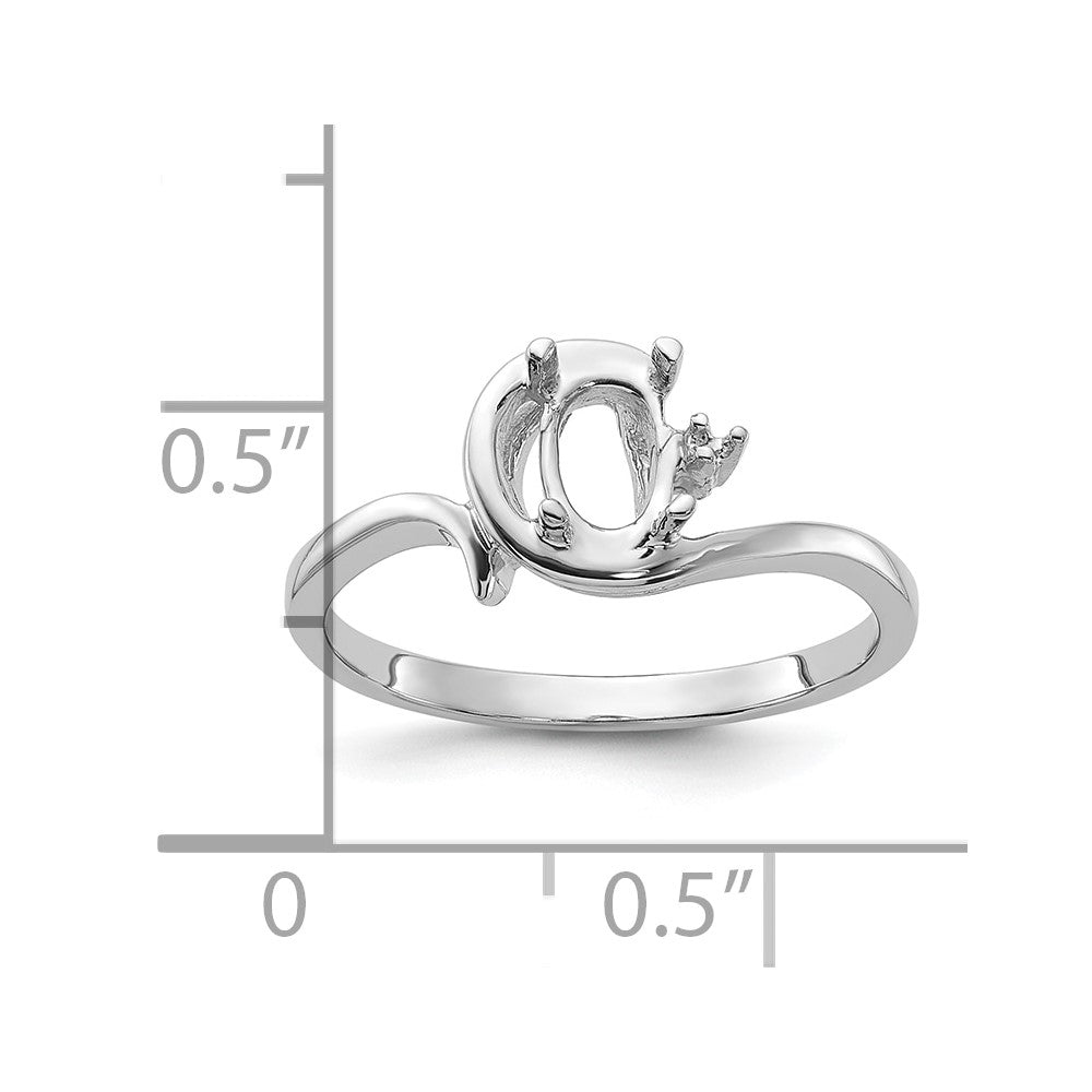 14k White Gold Polished .01ct. Diamond & 7x5 Oval Gemstone Ring Mounting