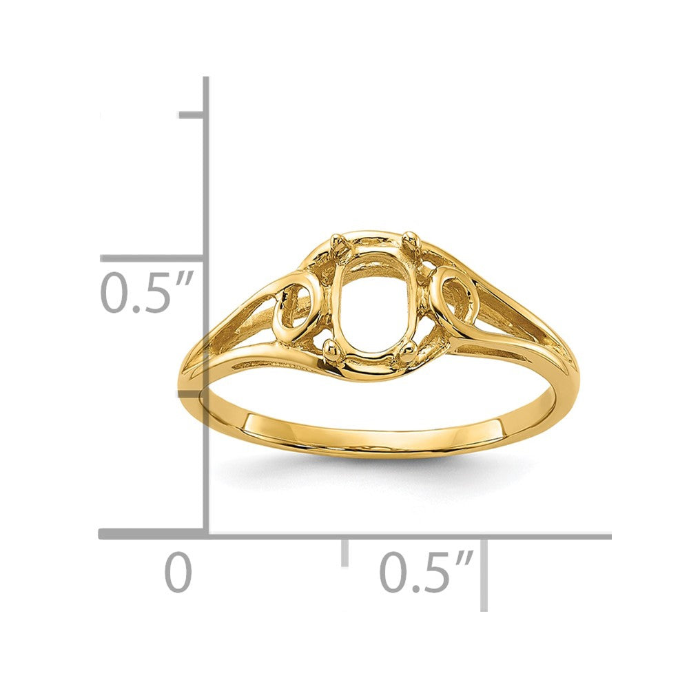 14k Polished 6x4 Oval Gemstone Ring Mounting