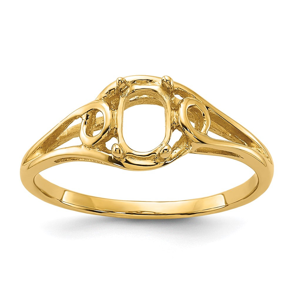 14k Polished 6x4 Oval Gemstone Ring Mounting